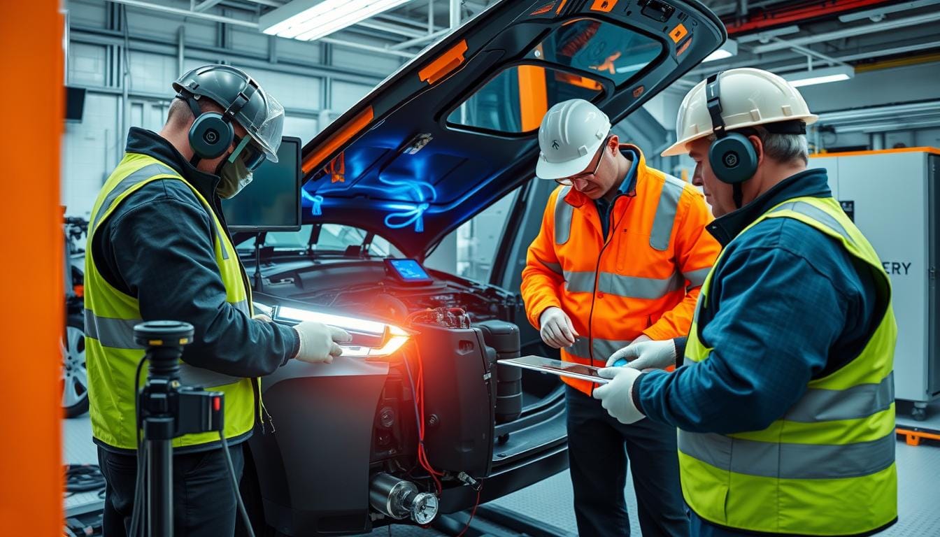 Elektrikli araçlarda güvenlik testleri yapılırken görüntü