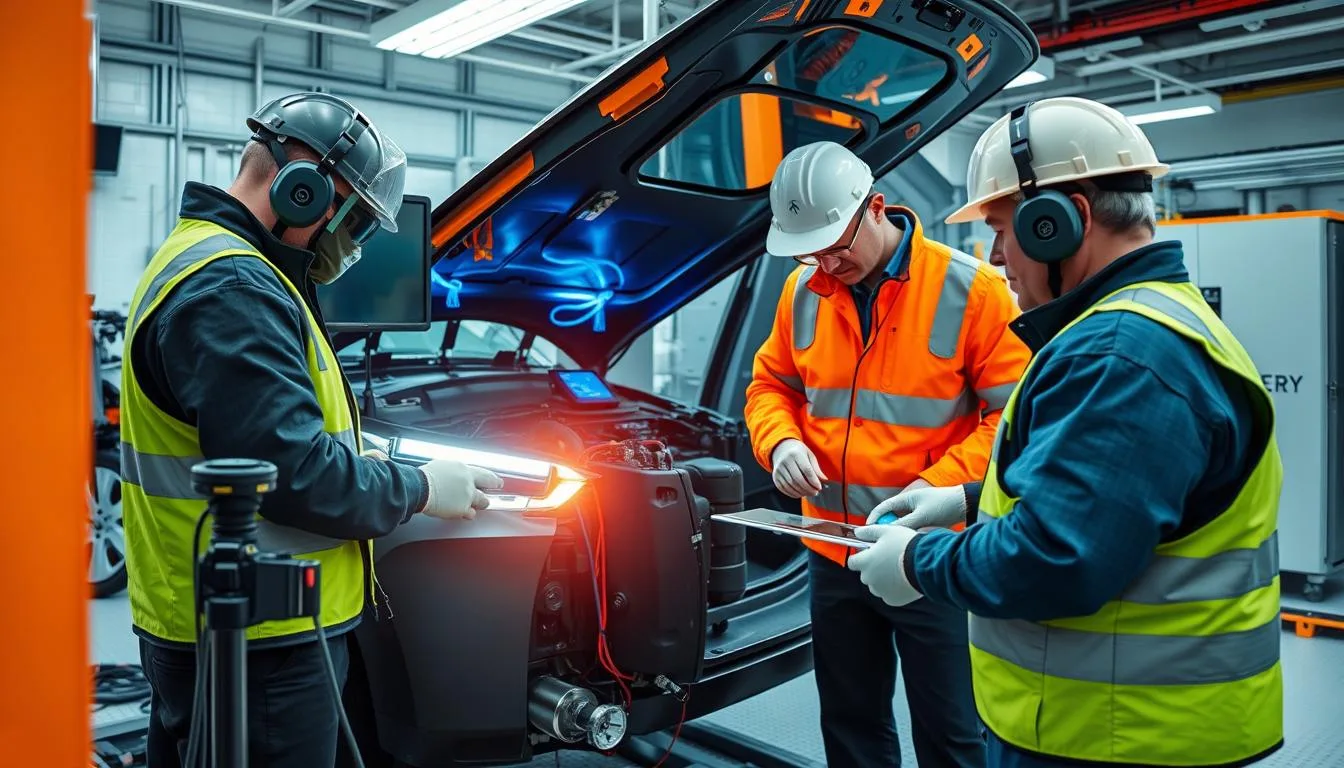 Elektrikli araçlarda güvenlik testleri yapılırken görüntü