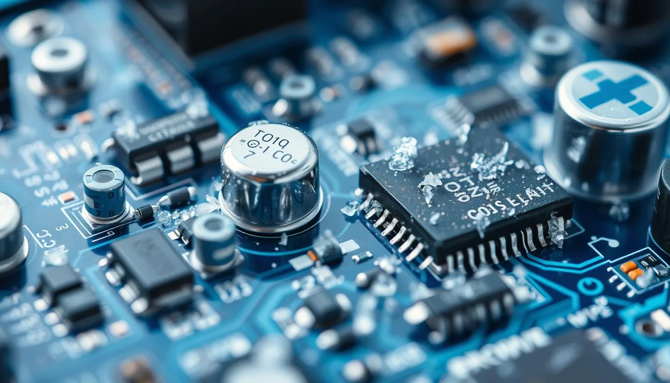 Elektronik devre kartı üzerinde kimyasal elementlerin görselleştirilmesi, soğuk hava kimyasal etkiler